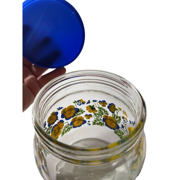 Vintage Pansies Flower Glass Jar Canister Retro, Glass Wide Mouth - Picture 6 of 6